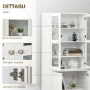 Mobile Libreria Chiusa 76x40x178,5 cm con Vetrina e Armadietto Inferiore in MDF Bianco  