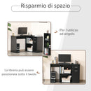 Scrivania Angolare da Ufficio 2 Cassetti e 2 Ripiani 117x82x74 cm in Legno Nero 