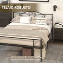 Struttura Letto Matrimoniale 160x200 cm in Acciaio con Doghe Integrate Nero
