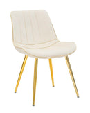 Set 2 Sedie Imbottite 51x59x79 cm in Poliestere Paris Crema e Oro