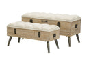 Set 2 Pouf Contenitore Tirana Coppia 102x43,5x49,5 - 82x36x37 cm in Legno e Ferro 