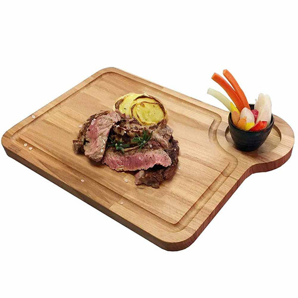 Vassoio Piatto Tagliete da Portata 45x30cm in Legno di Faggio con Porta Salse acquista
