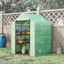 Serra da Giardino con Scaffali 143x138x190 cm in PE e Porta Avvolgibile Verde