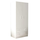 Armadio 2 Ante 80x52x180 h cm in Truciolare bilaminato Bianco