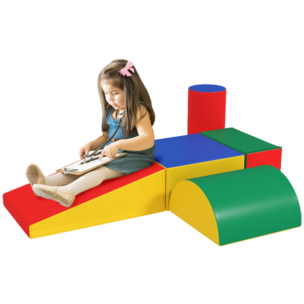 Set 5 Costruzioni Morbide per Bambini 1-3 Anni in Finta Pelle e Schiuma Multicolore   