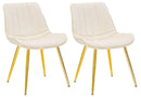 Set 2 Sedie Imbottite 51x59x79 cm in Poliestere Paris Crema e Oro