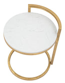 Tavolinetto Round Marble 40x43x50 cm in Ferro e Marmo Oro e Bianco