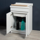 Mobile Lavatoio in Ceramica 2 Ante con Strofinatoio in Legno Massello 60x50x86A cm Olmo Bianco