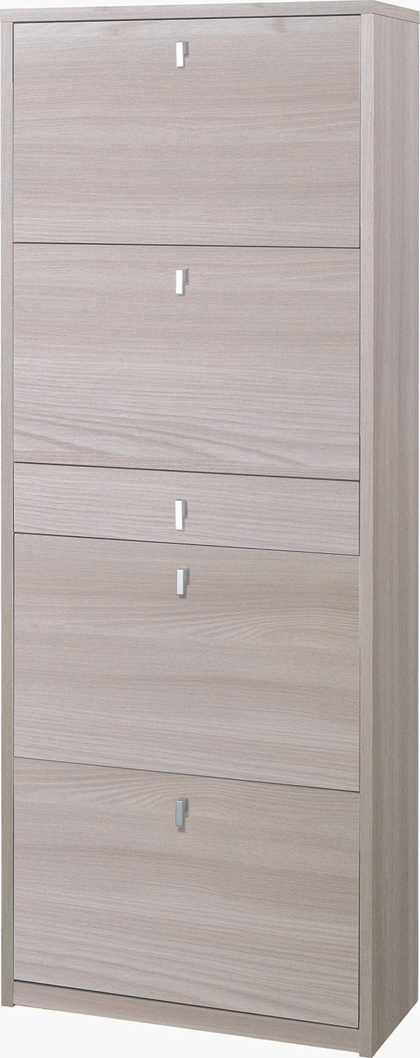 sconto Schuhschrank 4 Türen 1 Schublade 63x164x29 cm Ulme hell