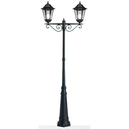 Lampada Palo Alto Due Luci per Giardino Colore Nero per Esterno Linea Maxi Esagonale Livos