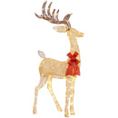 Decorazione Natalizia da Interno ed Esterno 66x25x135 cm a Forma di Renna con 137 Luci LED Oro      