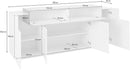 Credenza 4 Ante Battenti + 1 Anta a Ribalta 200x45x85,5 cm Coro Bianco Lucido e Cemento