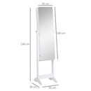Armadio Portagioie e Trucchi con Specchio e Illuminazione LED Automatica Bianco 30x146x36 cm 