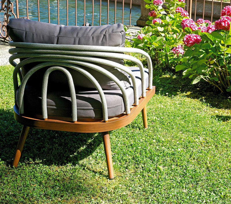 Set da Giardino in Alluminio e Corda Vorghini Imperia Legno e Grigio