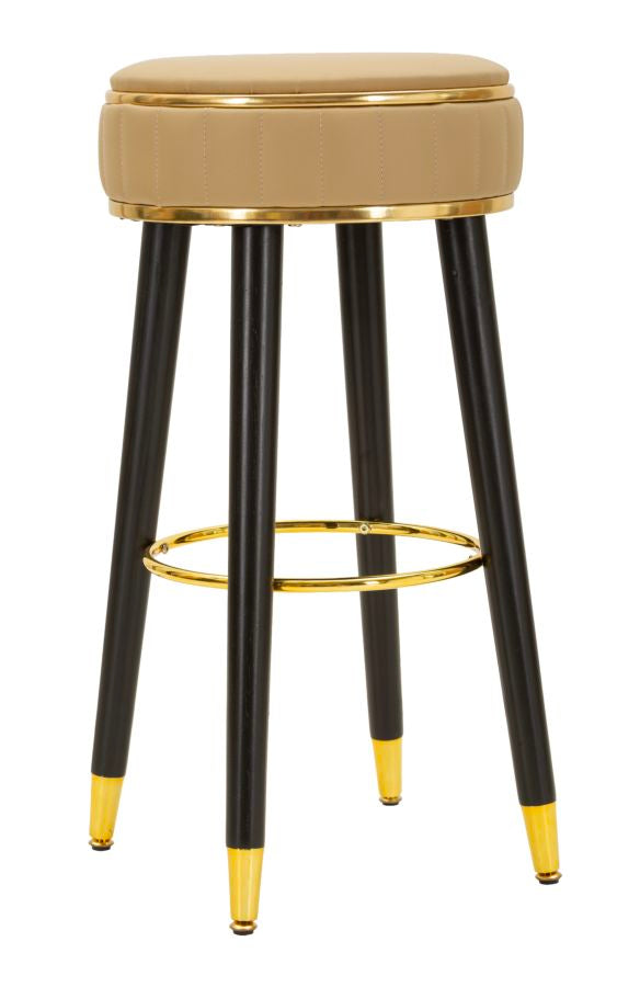 sconto Sgabello Bar London Marrone Ø38x74 cm in Pino e MDF e Spugna e Metallo e PU