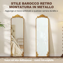 Specchio da Terra a Figura Intera 50x160 cm in Stile Barocco in Metallo Oro      