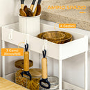 Carrello Cucina a 4 Ripiani 40x19x90 cm con Ganci su Ruote Girevoli in Acciaio e Plastica Bianco      