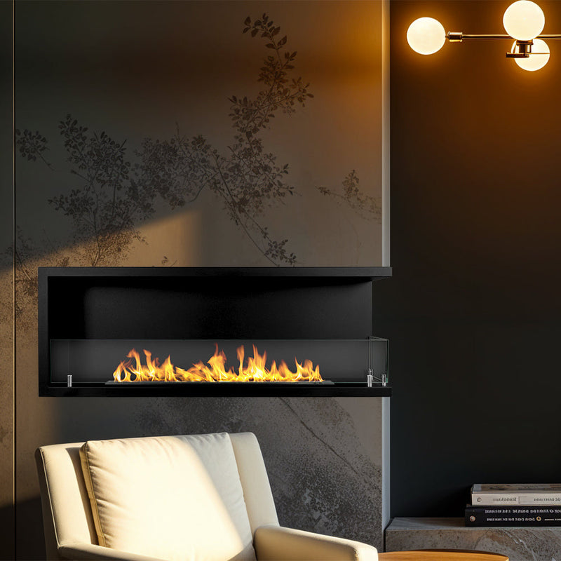 Camino a Bioetanolo da Incasso ad angolo 120x22,4x45 cm Sutri 120 DX Nero 