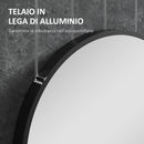 Specchio da Bagno Ovale da Parete 60x90 cm con Cornice in Alluminio Nero   