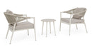 Set 3 Pezzi Salotto da Giardino con 2 Poltrone e Tavolino in Alluminio Corda Poliestere e Pietra Sinterizzata Millor Wall 