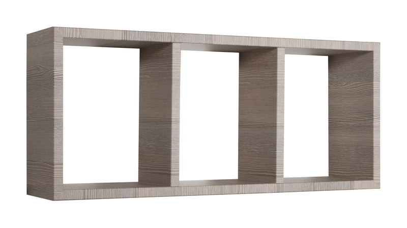 Mensola Rettangolare 3 Scomparti da Parete 70x30x15.5 cm in Fibra di Legno Tristano Rovere Moka