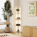 Lampada da Terra 41x29,5x163,5 cm con 4 Ripiani Luce LED Regolabile su 3 Livelli 4 Ripiani Rovere      