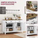 Credenza Stile Rustico con 2 Cassetti e 2 Armadietti 120x39,3x82,5 cm Bianco  