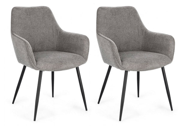 prezzo Set 2 Sedie 58x63x85,5 cm Cora in Tessuto Nero e Grigio Scuro