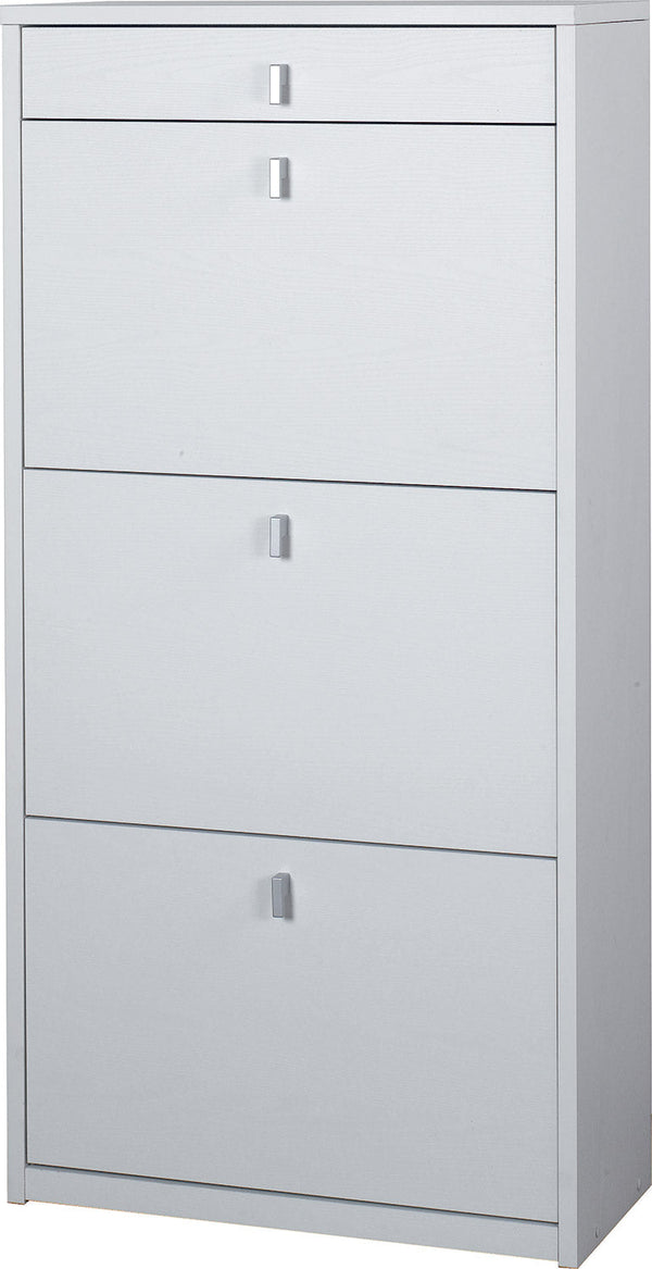 Schuhschrank 3 Türen 1 Schublade 63 x 127 x 29 cm weiß geflammt acquista