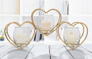 Portacandele Heart 37,5x9x19 cm in Ferro e Vetro Oro