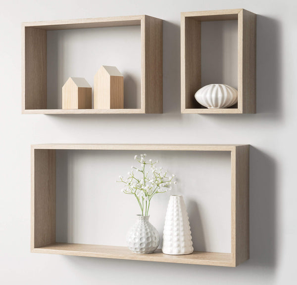 Set aus 3 rechteckigen Wohnzimmer-Wohnwänden aus Fumer Tris Oak MDF acquista