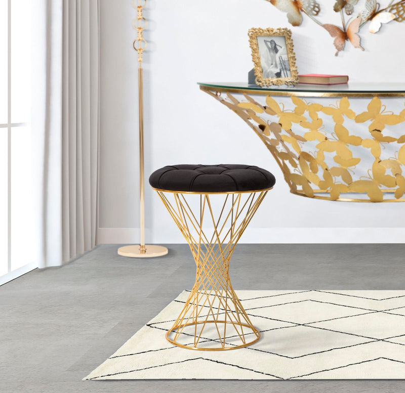 Pouf Tower Nero Ø 41x50 cm in Ferro 