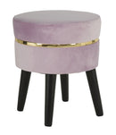 Sgabello Paris Rosa Ø35x40,5 cm Legno Spugna e Velluto Sintetico Rosa e Oro e Nero