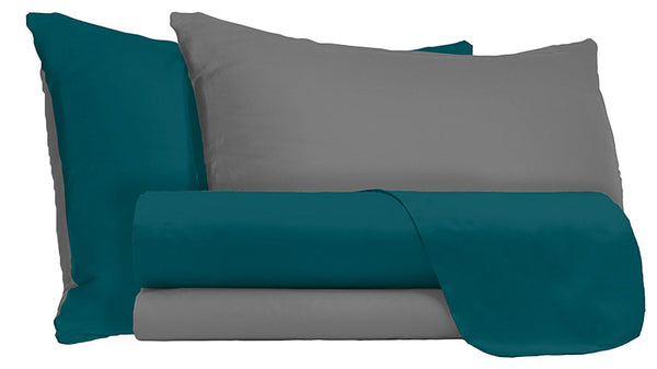 Bettlaken- und Kissenbezüge-Set, wendbar, Ölgrün/Rauch, verschiedene Größen acquista