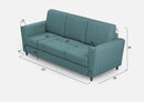 Divano 3 Posti 212x85x85 cm Yasel in Tessuto Petrolio