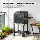 Barbecue a Carbone 75x59x94 cm con Termometro e Griglia di Cottura in Acciaio inox 304 Nero      