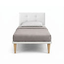 Letto Singolo con Rete Rivestita Similpelle Bianco Tessis Testata Button Varie Misure