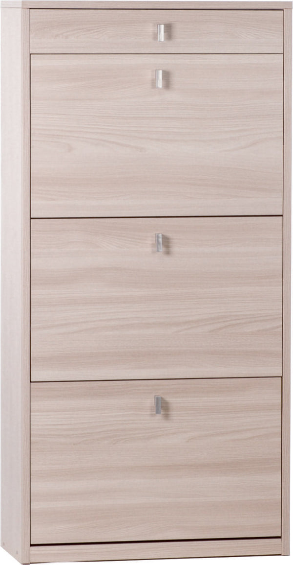 prezzo Schuhschrank 3 Türen 1 Schublade 63x127x29 cm Ulme hell