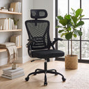 Sedia Ufficio Ergonomica 59x62x107-125 cm con Braccioli Ribaltabili Poggiatesta e Altezza Regolabili in Rete Traspirante Nero      