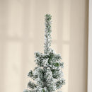 Albero di Natale Innevato Slim 180 cm 492 Rami Effetto Neve in PP e Acciaio Inox Verde  