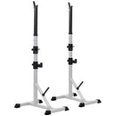 Set 2 Supporti per Bilanciere con 3 Ganci Altezza Regolabile e Portata 200kg in Acciaio    
