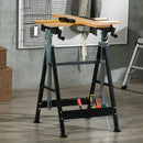 Banco da Lavoro Pieghevole 65x57x85-114 cm con 4 Morse Altezza e Angolazione Regolabili Portata 100 kg Nero e Color Legno      