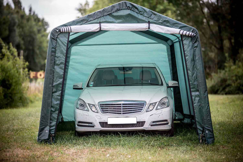 Box Auto Garage da Esterno 3x6xh2,4 m in Tessuto Polietilene Rinforzato 195gr/mq Verde