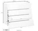 Comò 4 Cassetti 98x40x81,5 cm Arco Bianco Lucido  