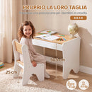 Set Tavolo Bambini 3-8 Anni con Sedia e Cassetto 69,5x45x51 cm con Bordi Arrotondati in Truciolato e MDF Bianco      
