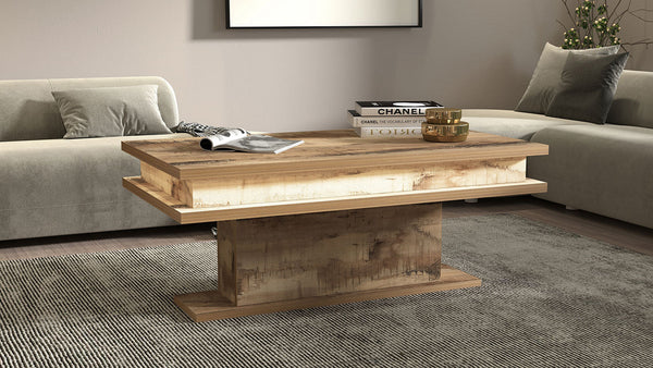 sconto Tavolino Soggiorno 100x55x42 cm Little Big con LED Acero Pereira