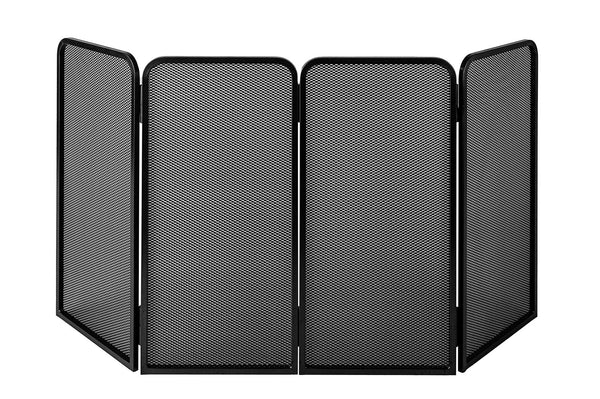 Parascintille per Camino a 4 Ante Quadro 25(x4)x50 cm in Ferro Verniciato Grigio Martellato sconto