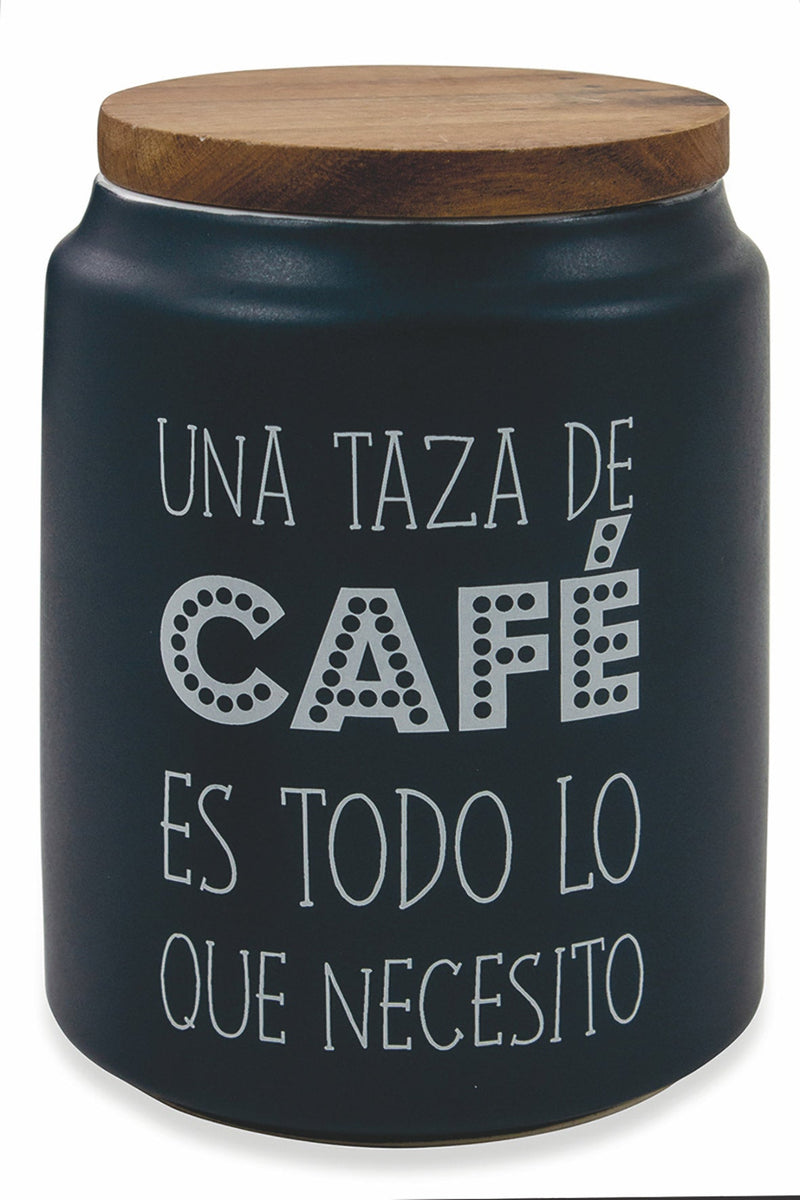 Barattolo Caffè con Scritta Ø10,5x15 cm in Gres con Coperchio in Bambù VdE Tivoli 1996