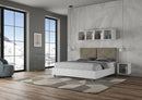 Letto Matrimoniale Struttura Bianco Frassico con Cuscini in Similpelle Egos Appia Cappuccino Varie Misure