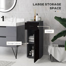 Mobiletto Bagno 1 Cassetto 1 Anta 30x30x82 cm in Truciolato Nero e Grigio